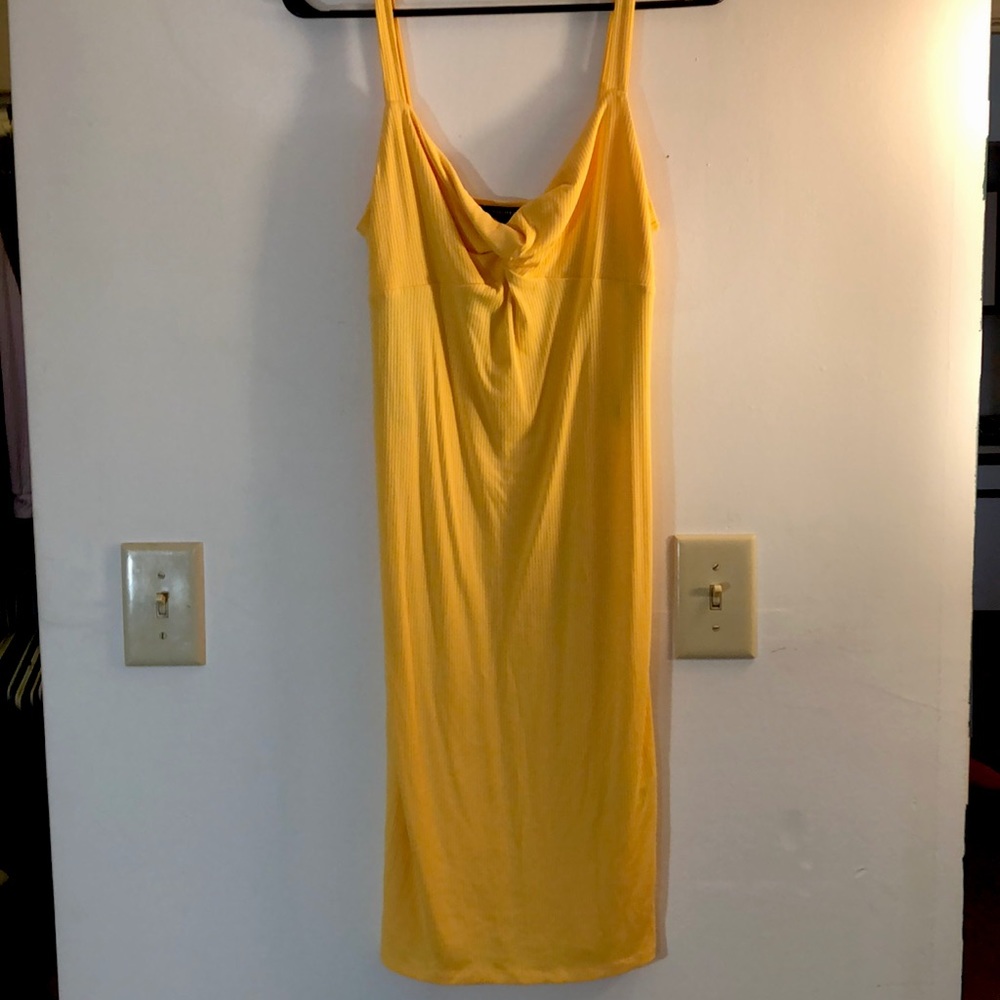 Yellow Ribbed Bodycon Dress